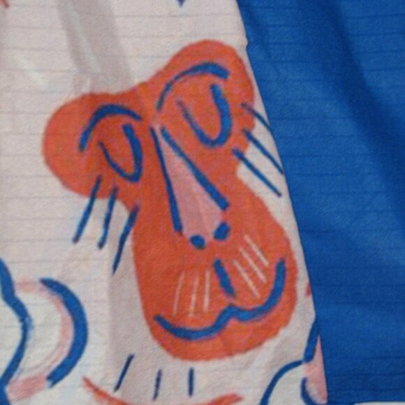 * Unbranded Silk Look Blouse Medium New NWOT Animal Print Blue Orange V Neckline - Picture 4 of 5